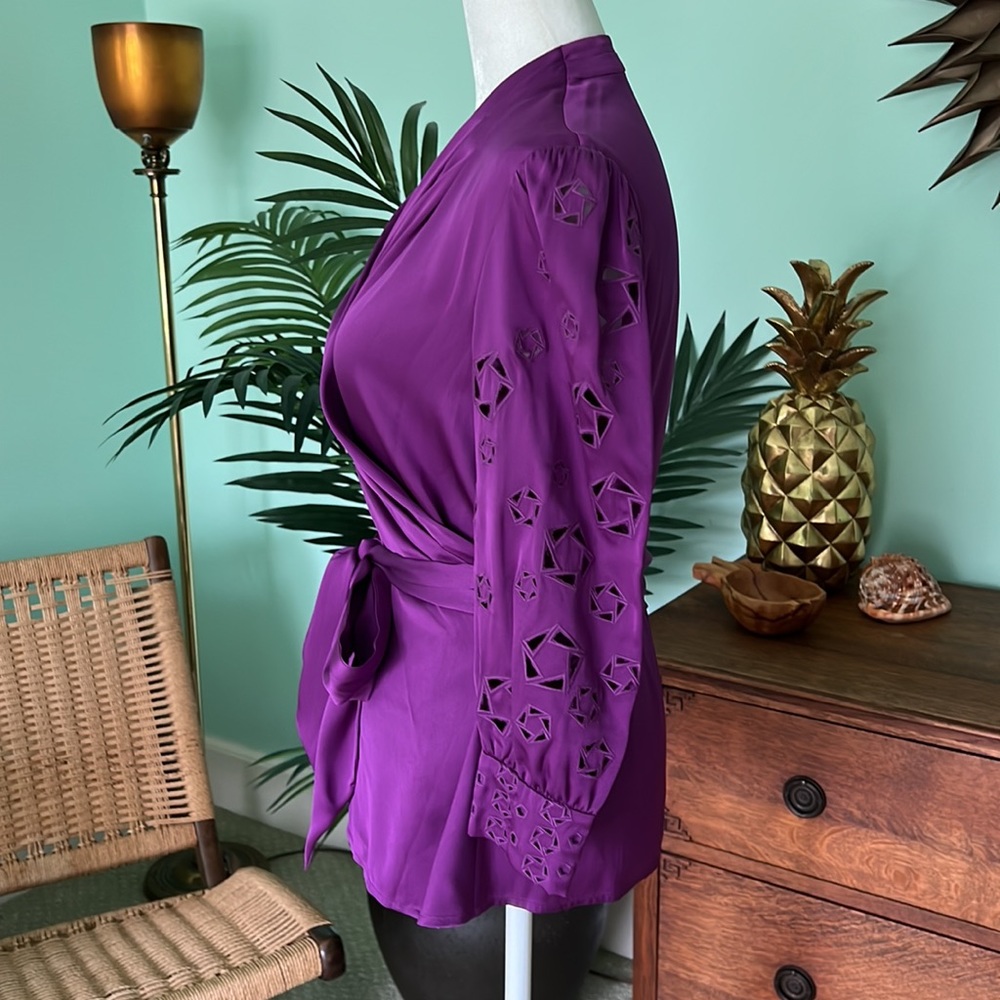 Catherine Malandrino Purple Wrap Blouse Size 4